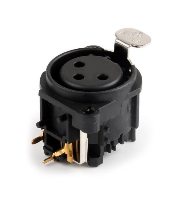 3 Pin XLR Female PCB Mount Chassis Socket with Push Button Gold Plated
