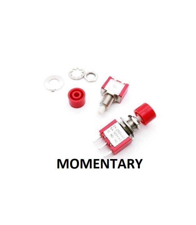 Push Button Switch Momentary Panel Mount Red Knob 3 Pin SPDT