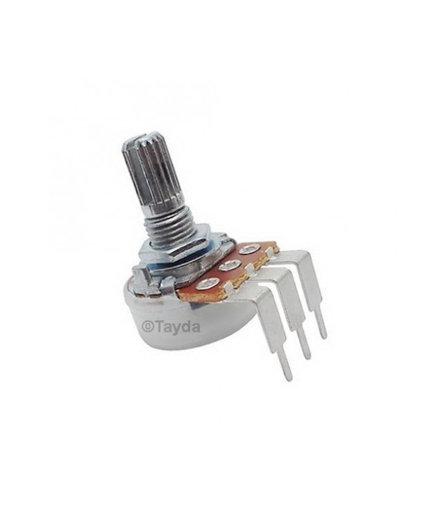 200K OHM Logarithmic Taper Potentiometer Spline Shaft PCB Mount
