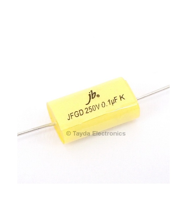 0.1uF 250V 105C 10% Axial Flat Oval Metallized Polypropylene Capacitor