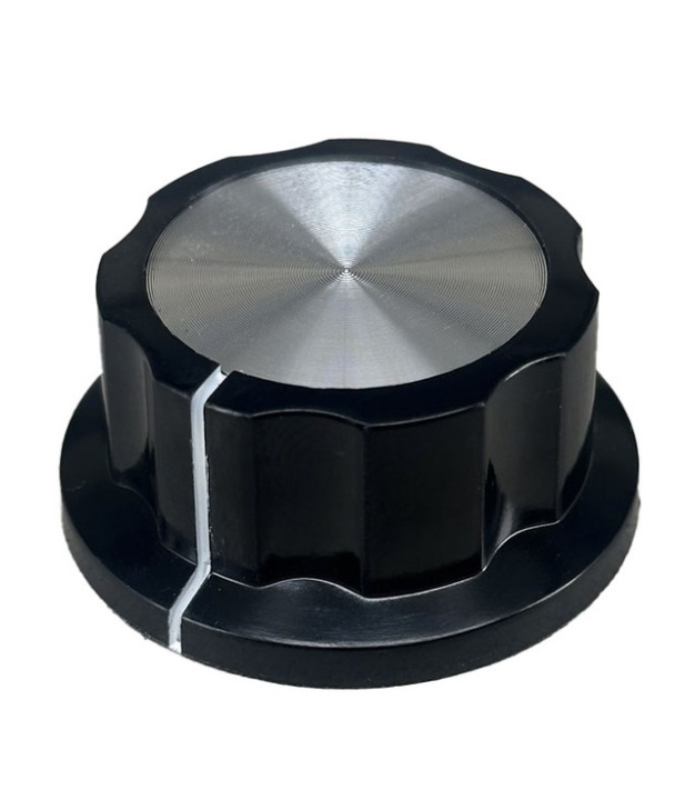 Boss Style Silver Top Black Knob 45mm