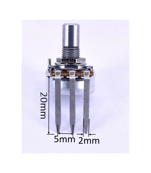 2K OHM Logarithmic Taper Potentiometer PCB Mount Round Shaft Dia: 6.35mm