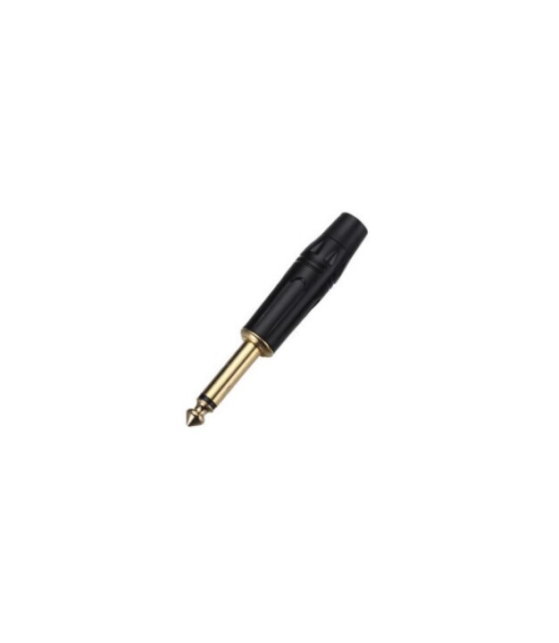 6.35mm 1/4" Audio Mono Plug Connector Male Black Rubber Gold plated