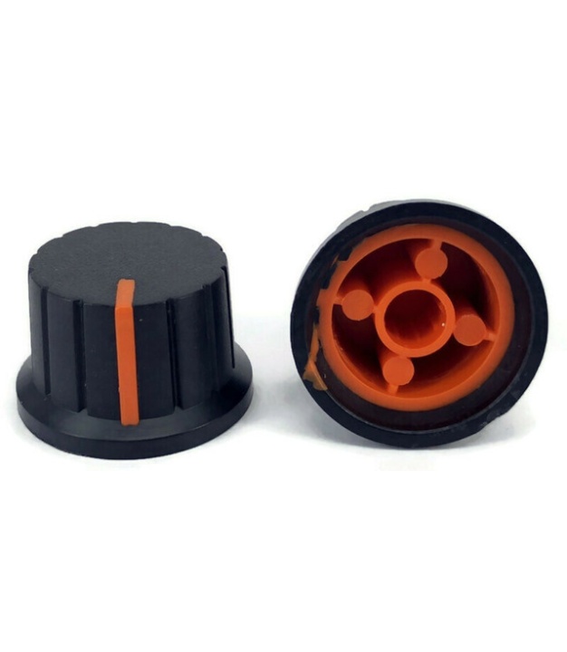 Black Knob Orange Pointer 16x24mm Shaft Diameter 6.00mm Split Shaft