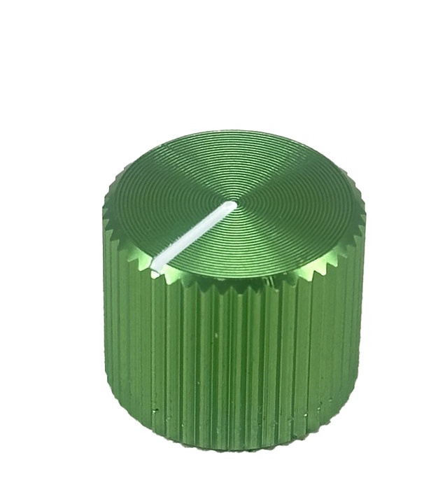 Knurled Aluminum Green Knob 13x15mm