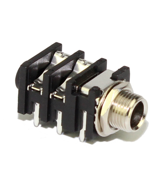 6.35mm 1/4" Stereo Insulated Unswitched Cylindrical Socket Jack PCB Pins