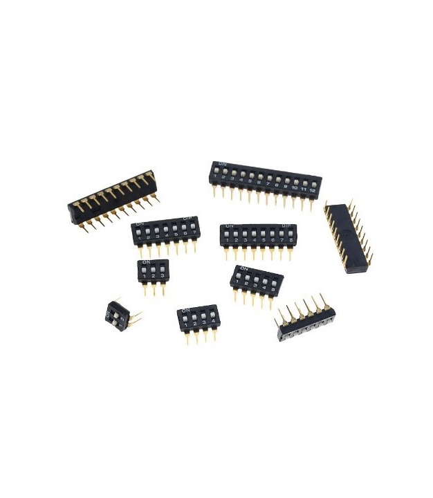 Black Dip Switch 6 Positions Gold Plated Contacts Top Actuated