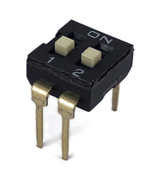 Black Dip Switch 2 Positions Gold Plated Contacts Top Actuated