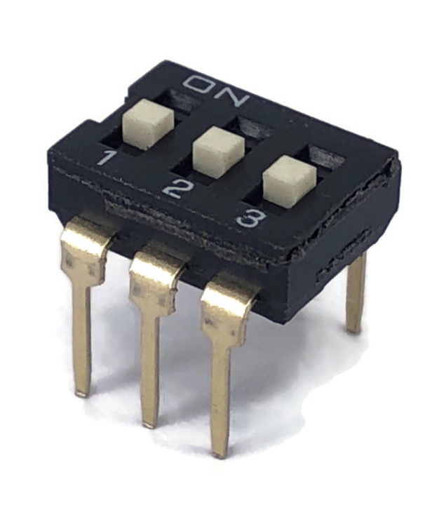 Black Dip Switch 3 Positions Gold Plated Contacts Top Actuated