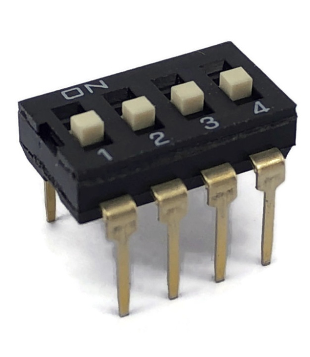 Black Dip Switch 4 Positions Gold Plated Contacts Top Actuated