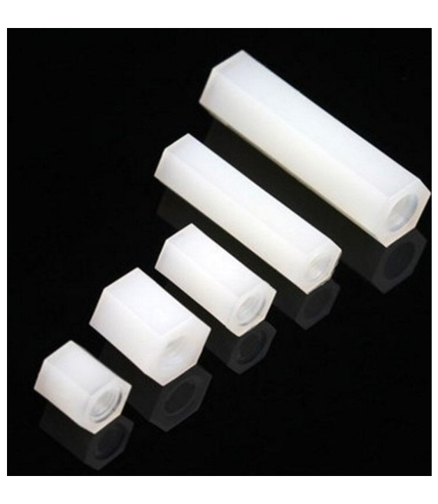 White Nylon Plastic Standoff Spacer Screw Hex Female M3x10mm