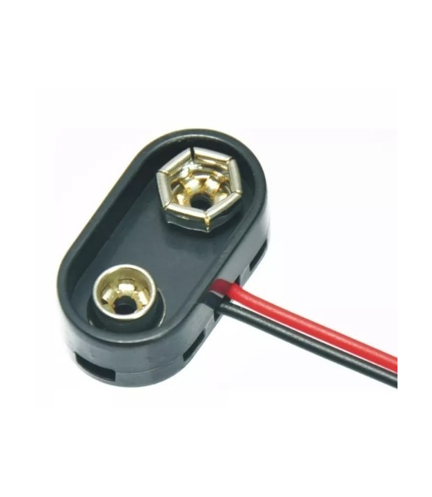 9V 9-Volt Battery Black Clip / Connector Snap T Type