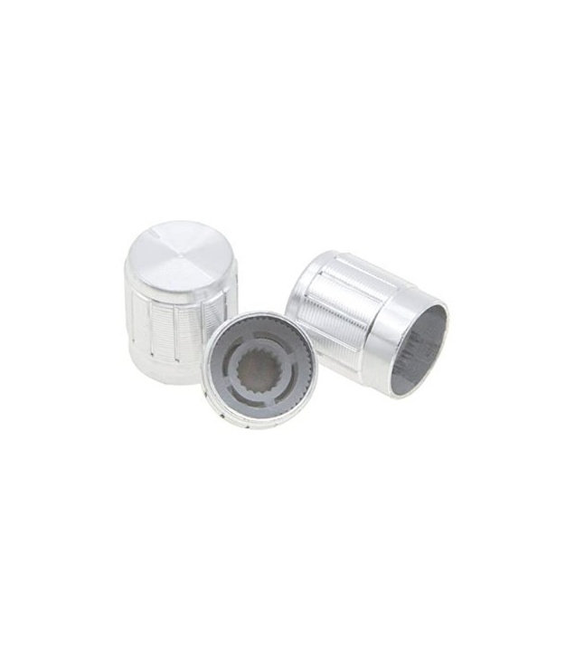 Knurled Aluminum Silver Knob 15x17mm Shaft Diameter 6x18T 