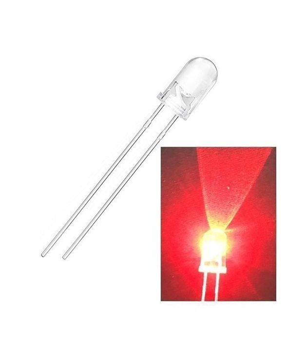12V Red LED 3mm Water clear Lens