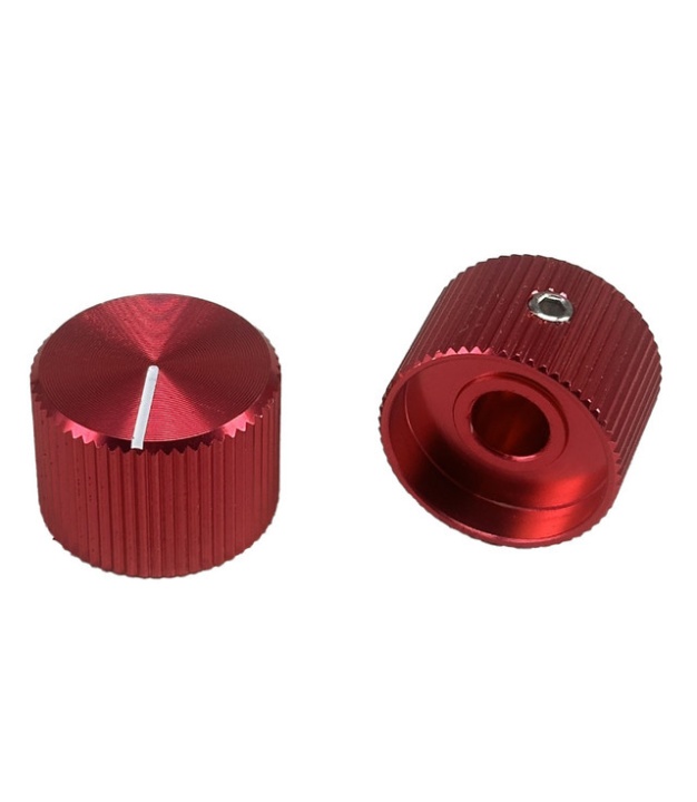 Knurled Aluminum Light Red Knob Shaft 6.35mm