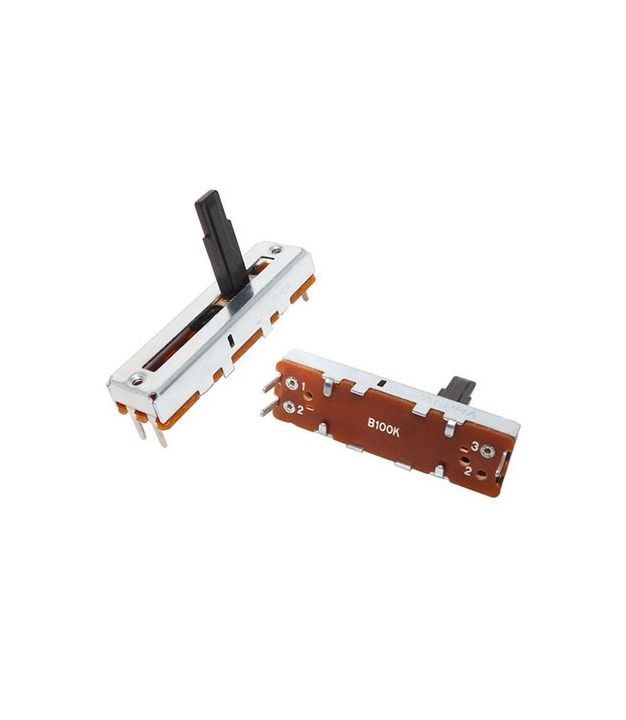 100K OHM Linear Taper Slide Potentiometer PCB Mount Plastic Shaft Lever Height: 15mm Center Click