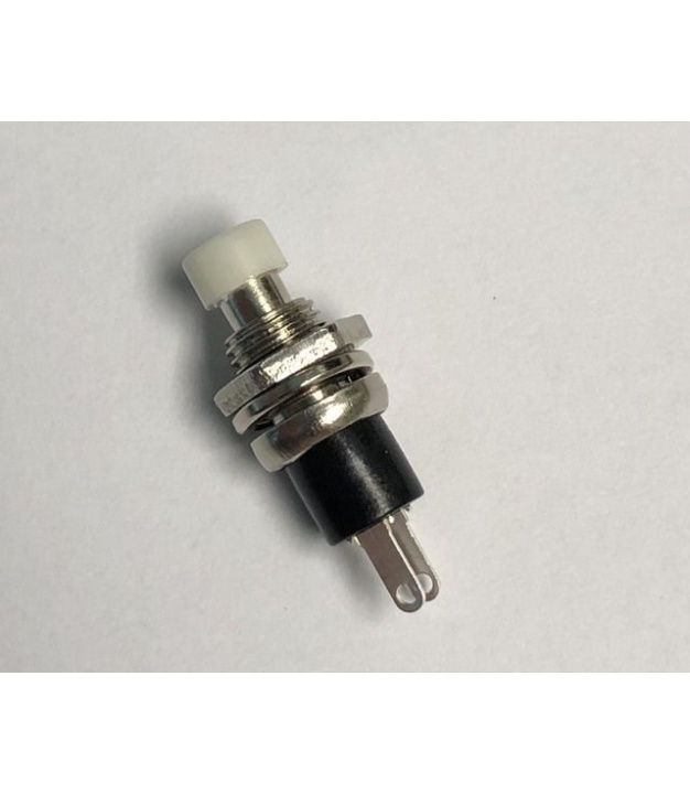 Push Button Momentary Panel Mount White Knob SPST-NO