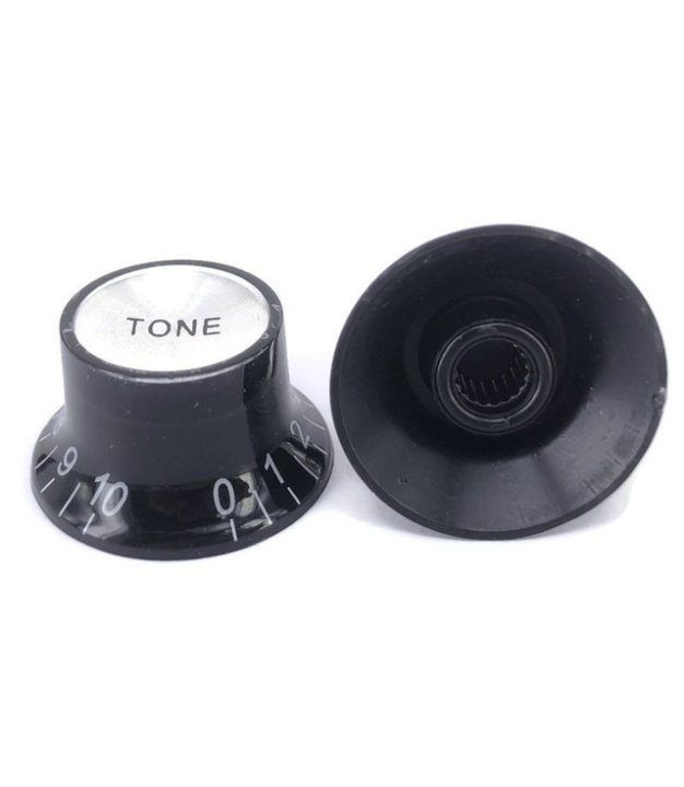 Black Gibson Style Knob with Tone Label and White Numbering 0 to 10
