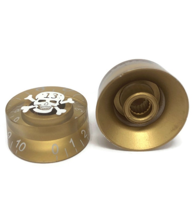 C-2005 Gold Gibson Style Knob with White Numbering and White Skull Head Mark 0 to 10
