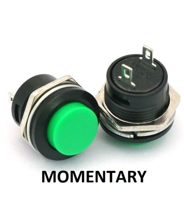Push Botton Switch Momentary SPST Green Round Cap