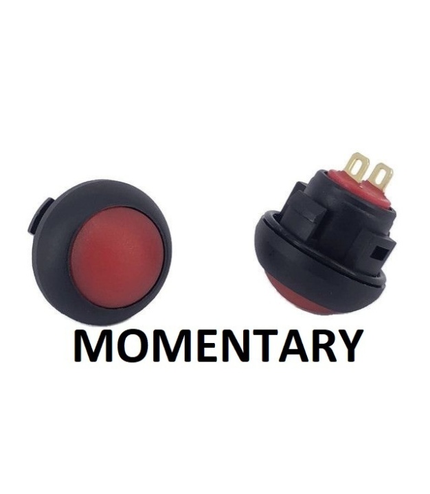 Push Button Switch OFF-(ON) Momentary SPST Red Round Cap