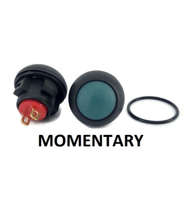 Push Button Switch ON-(OFF) Momentary SPST Green Round Cap