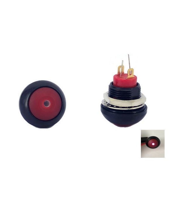 Illuminated Push Button Switch Momentary SPST Red Flat Cap with LED White Color