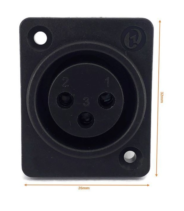 3 Pin XLR Female Panel Mount Chassis Socket