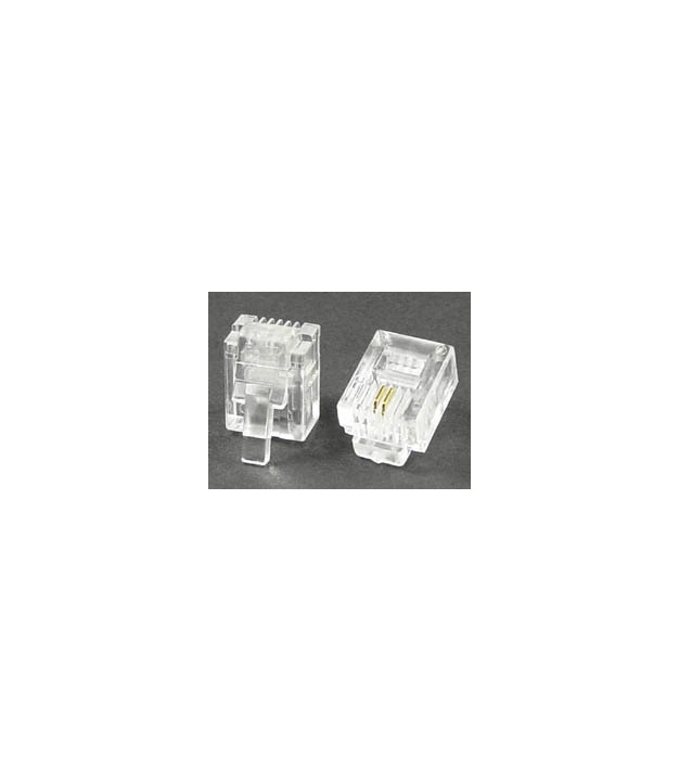 Modular Plug 6P2C RJ11 50 Micron Gold Plate For Flat Cable Clamp