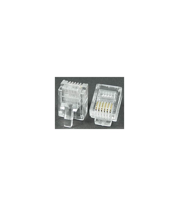 Modular Plug 6P6C RJ12 50 Micron Gold Plate For Round Cable Clamp