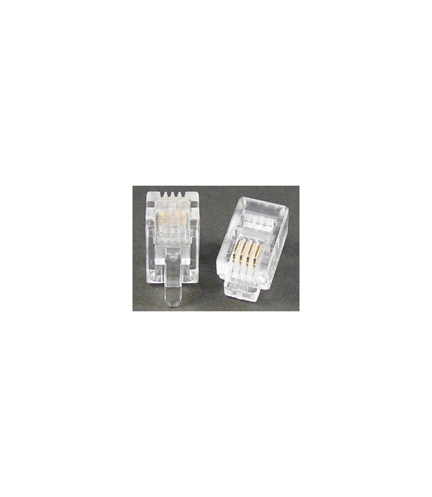 Modular Plug 4P4C RJ9 50 Micron Gold Plate For Round Cable Clamp