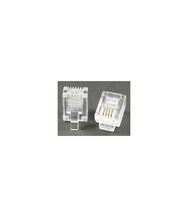 Modular Plug 6P4C RJ11 50 Micron Gold Plate For Flat Cable Clamp