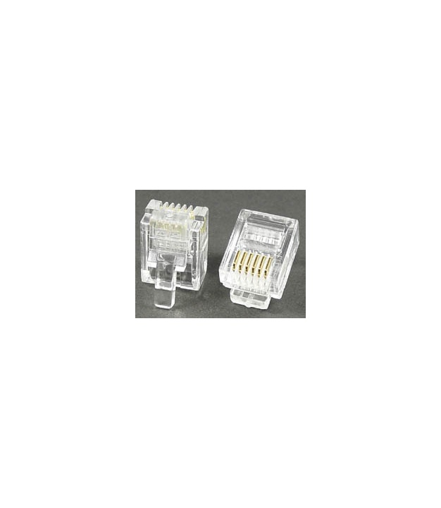 Modular Plug 6P6C RJ12 50 Micron Gold Plate For Flat Cable Clamp