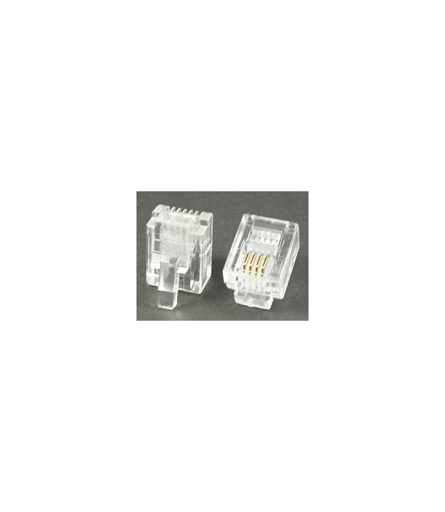 Modular Plug 6P4C RJ11 50 Micron Gold Plate For Round Cable Clamp