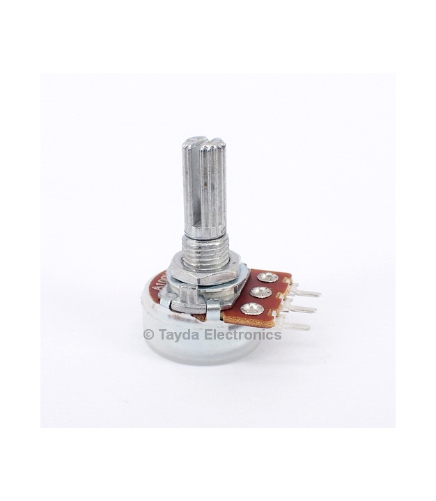 100K OHM Logarithmic Taper Potentiometer PCB Mount Knurled Shaft Dia: 6mm Total Shaft Length:20 mm