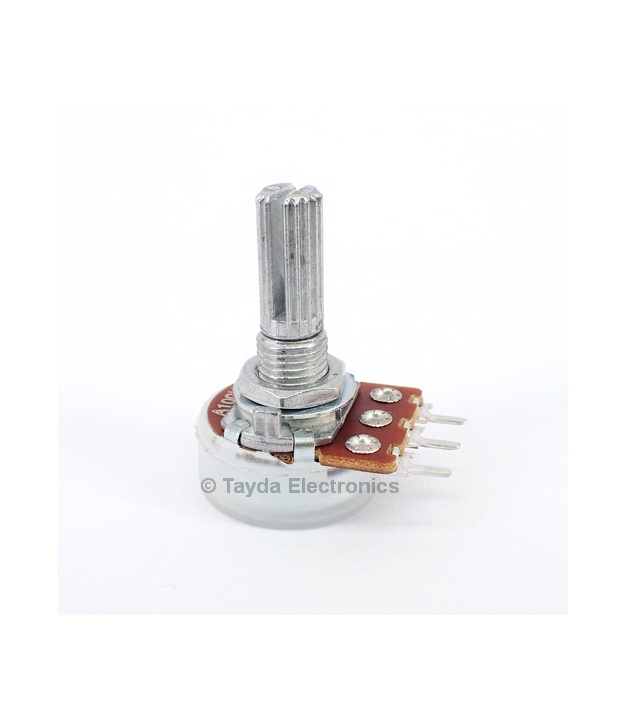 100K OHM Linear Taper Potentiometer PCB Mount Knurled Shaft Dia: 6mm Total Shaft Length:20 mm