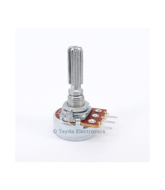 100K OHM Logarithmic Taper Potentiometer PCB Mount Knurled Shaft Dia: 6mm Total Shaft Length:25 mm