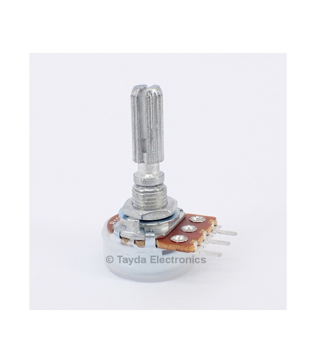 100K OHM Linear Taper Potentiometer PCB Mount Knurled Shaft Dia: 6mm Total Shaft Length:25 mm