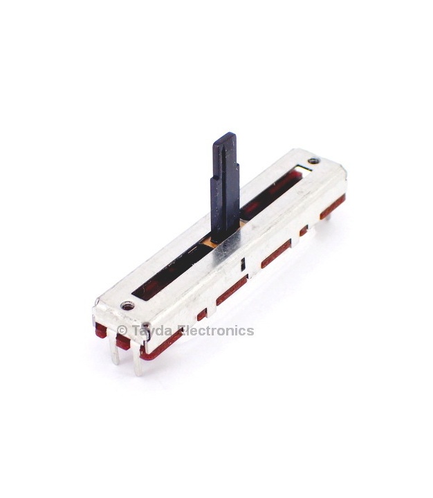 100K OHM W-Taper W100K Slide Potentiometer Center Detent PCB Mount Plastic Shaft Lever Height: 15mm