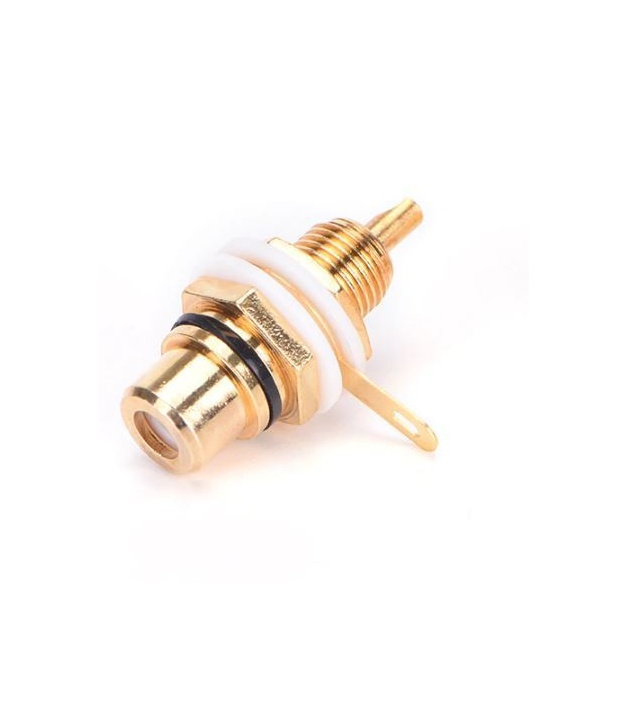 RCA Female Plug Socket Connector Gold plated White Loop Black