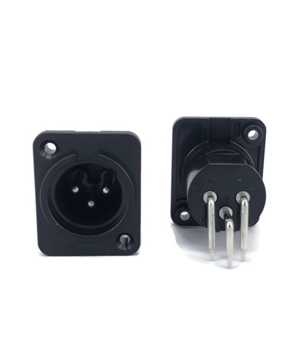 3 Pin XLR Male Panel Mount Chassis Socket Right Angle