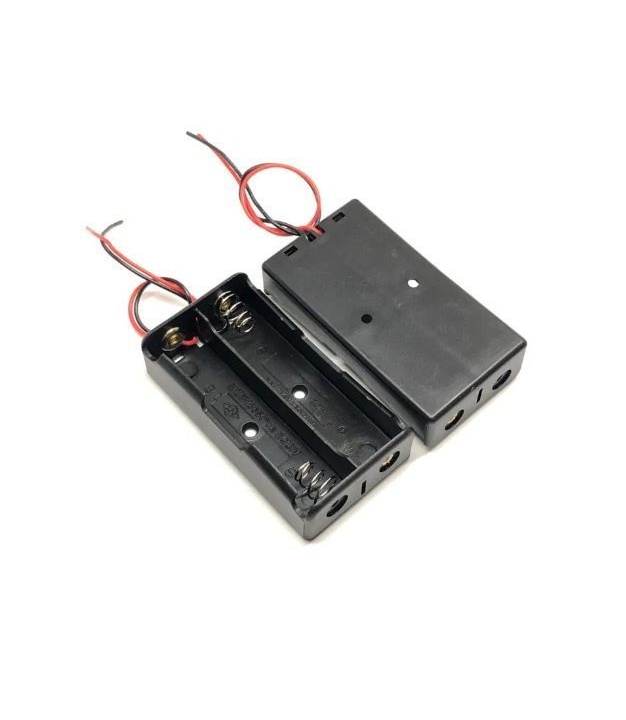 2x18650 Lithium Battery Holder Case Black with Wire Leads
