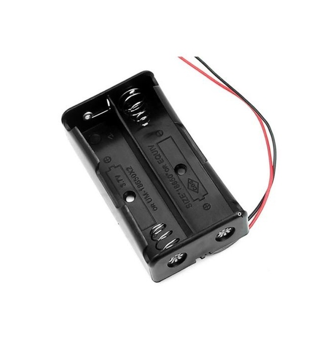  	2x18650 Lithium Battery Holder Case Black with wire Leads