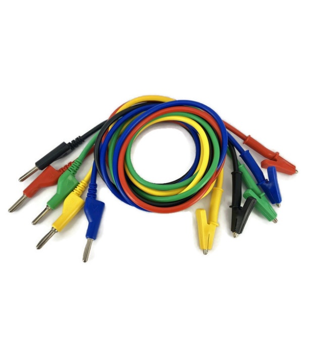 1M Banana Plug to Crocodile Alligator Clips 5 Pieces