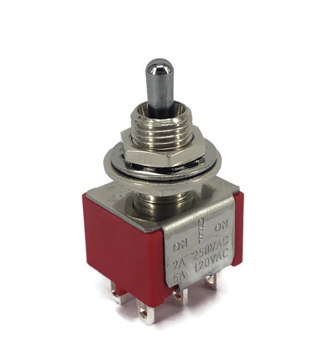 Mini Toggle Switch 1M Series DPDT On-Off-On Short Lever