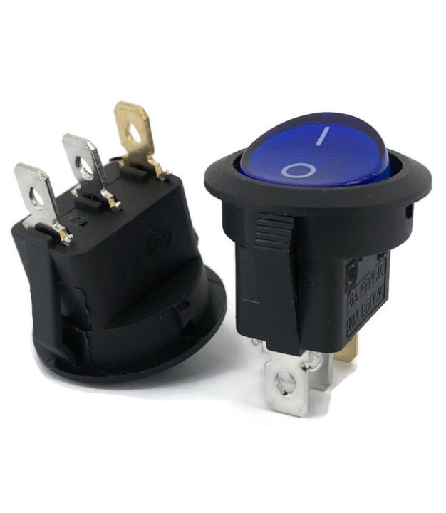 Round Rocker Switch Blue ON/OFF SPST (with lamp) 12V