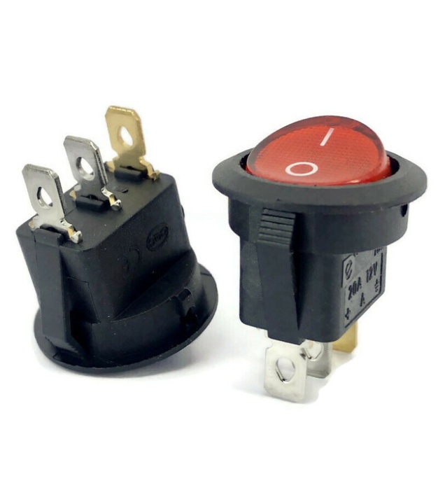 Round Rocker Switch Red ON/OFF SPST (with lamp) 12V