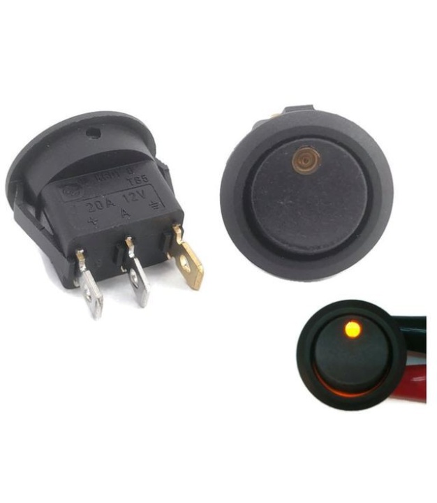 Yellow LED Dot Light Rocker Switch ON/OFF SPST 12V
