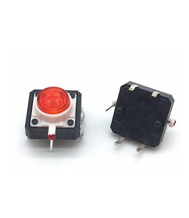 illuminated Tact Switch Red LED 12*12mm 7.3mm Through Hole SPST-NO