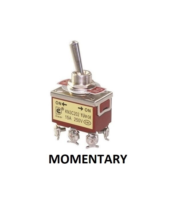 Toggle Switch Momentary DPDT On-(On) 15A 250V Screw Terminal
